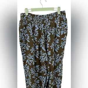 Aerie Homebody Brown & Blue Floral Tapered Jogger Pants Size M